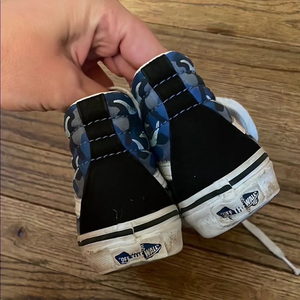 Vans Black and Blue Flames Hi Top Sneakers
